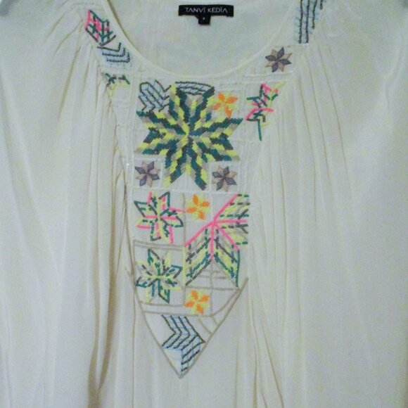 Anthropologie Tanvi Kedia Embroidered Beads Sequins Kimono Top Small EUC - Picture 2 of 6